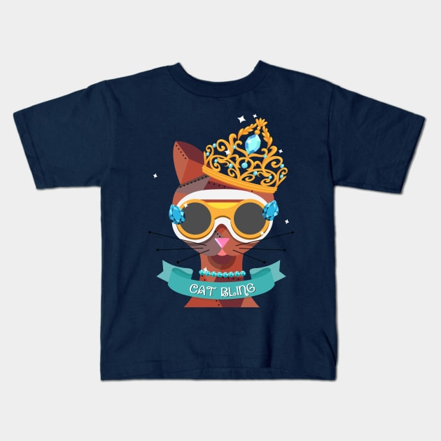 Cat in a Tiara Kids T-Shirt by AlondraHanley